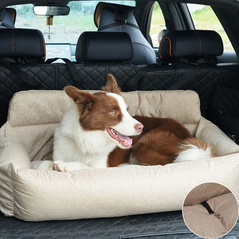 Rynx | Large Travel Safety Dog Car Back Seat Bed with Seat Belt
