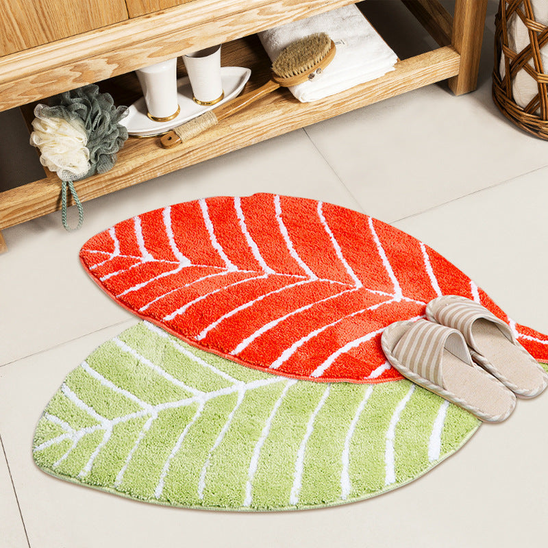 Rynx | Soft Beige Leaves Bathroom Rug, 19.6'' x 37.4'', Floral Non-Slip Bath Mat, Beige Plant Bathroom Rugs, Non-Slip Toilet Mat, Soft, Thick Bathroom Rug, Art Bathroom Mats, Best Bath Rugs, Non-Slip Shower Mat, Toilet Mat