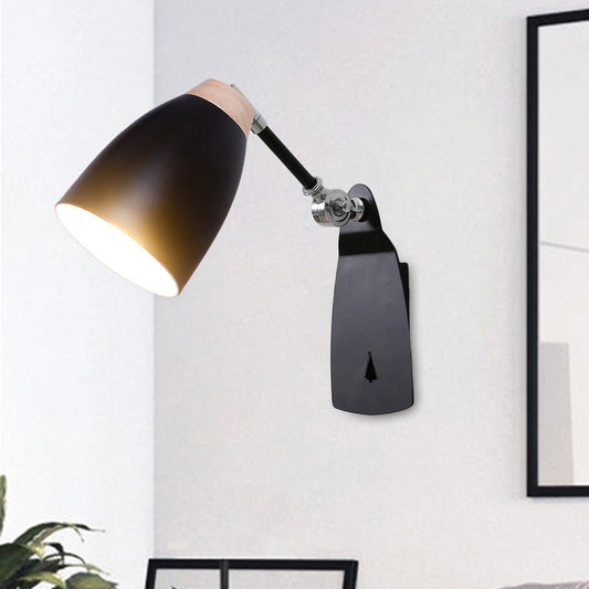 Rynx | Metal Cup-Shaped Wall Lighting Modern 1-Light White/Black Finish Rotatable Wall Lamp
