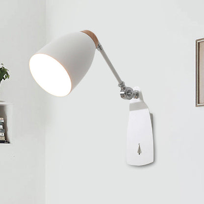 Rynx | Metal Cup-Shaped Wall Lighting Modern 1-Light White/Black Finish Rotatable Wall Lamp