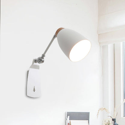 Rynx | Metal Cup-Shaped Wall Lighting Modern 1-Light White/Black Finish Rotatable Wall Lamp