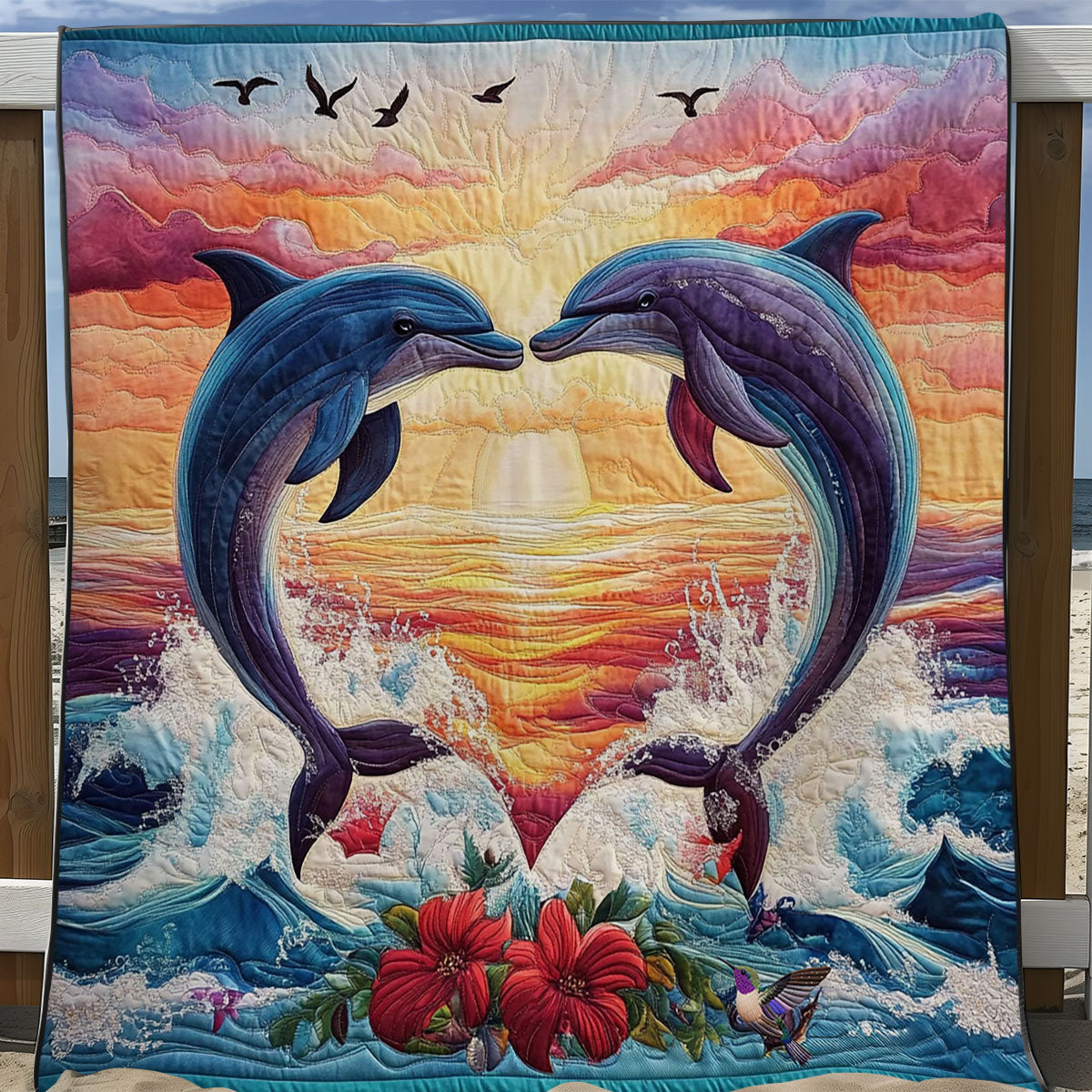 Rynx | Heart Sunset Dolphin Quilt