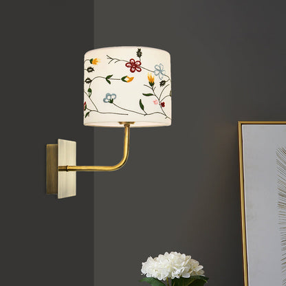 Rynx | Drum Night Head Wall Lamp Modern Nordic Embroidery Fabric 1-Head Gold Wall Lighting Ideas