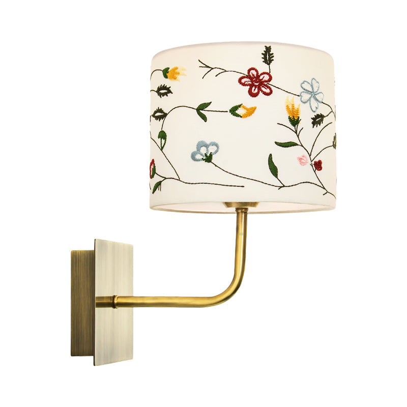 Rynx | Drum Night Head Wall Lamp Modern Nordic Embroidery Fabric 1-Head Gold Wall Lighting Ideas