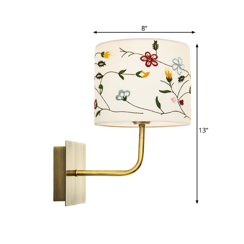 Rynx | Drum Night Head Wall Lamp Modern Nordic Embroidery Fabric 1-Head Gold Wall Lighting Ideas