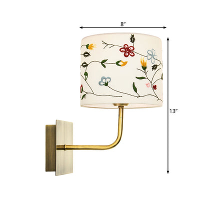 Rynx | Drum Night Head Wall Lamp Modern Nordic Embroidery Fabric 1-Head Gold Wall Lighting Ideas