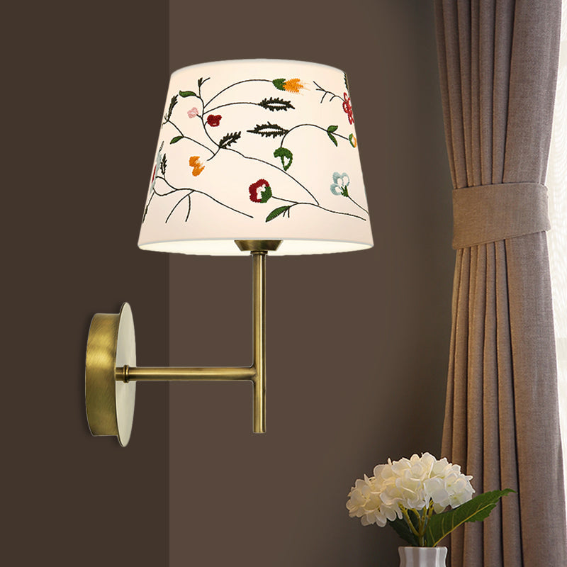Rynx | Drum Night Head Wall Lamp Modern Nordic Embroidery Fabric 1-Head Gold Wall Lighting Ideas