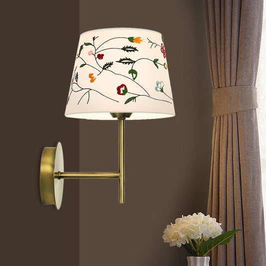Rynx | Drum Night Head Wall Lamp Modern Nordic Embroidery Fabric 1-Head Gold Wall Lighting Ideas