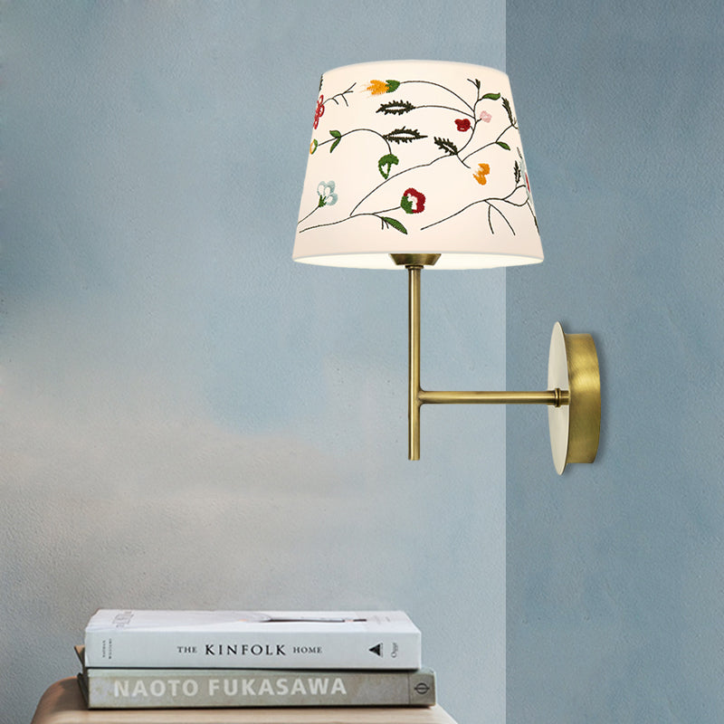 Rynx | Drum Night Head Wall Lamp Modern Nordic Embroidery Fabric 1-Head Gold Wall Lighting Ideas