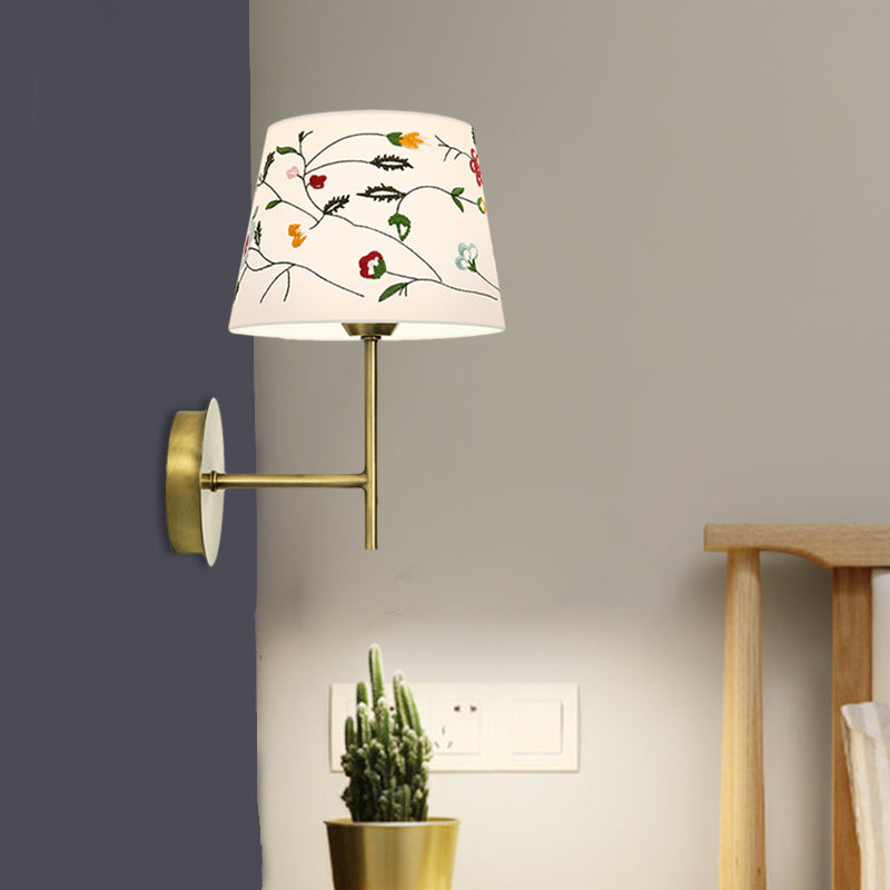 Rynx | Drum Night Head Wall Lamp Modern Nordic Embroidery Fabric 1-Head Gold Wall Lighting Ideas