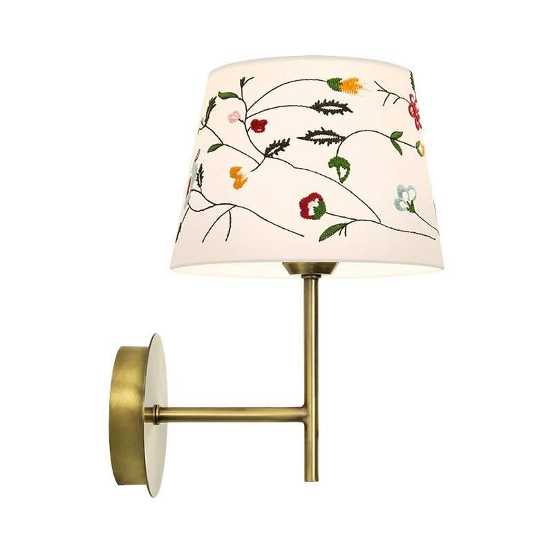 Rynx | Drum Night Head Wall Lamp Modern Nordic Embroidery Fabric 1-Head Gold Wall Lighting Ideas