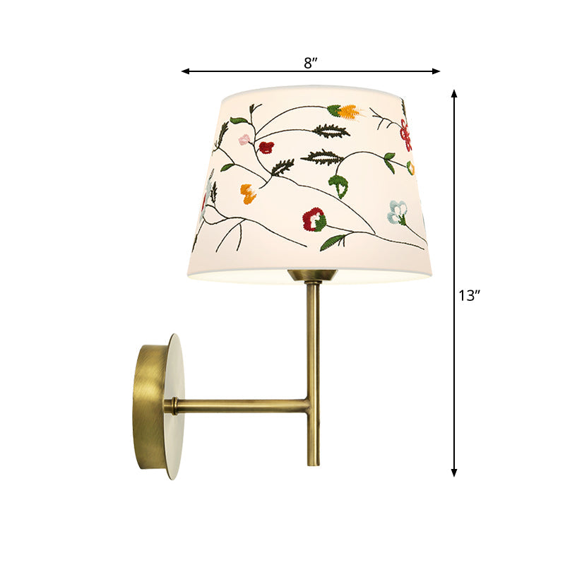 Rynx | Drum Night Head Wall Lamp Modern Nordic Embroidery Fabric 1-Head Gold Wall Lighting Ideas