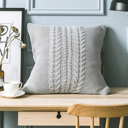 Rynx | Elegant Gray Knitted Pattern Decorative Pillowcase