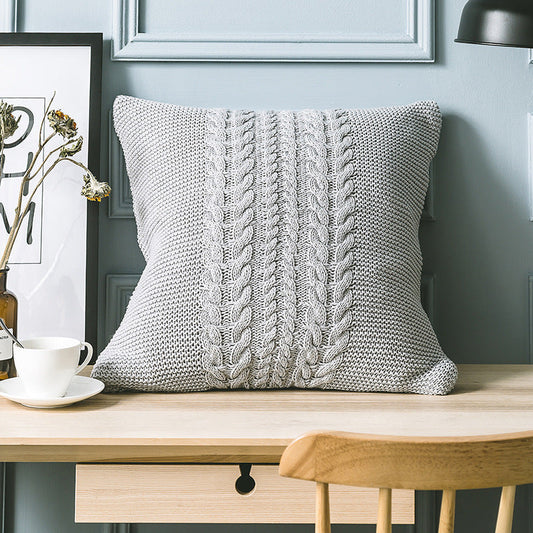 Rynx | Elegant Gray Knitted Pattern Decorative Pillowcase