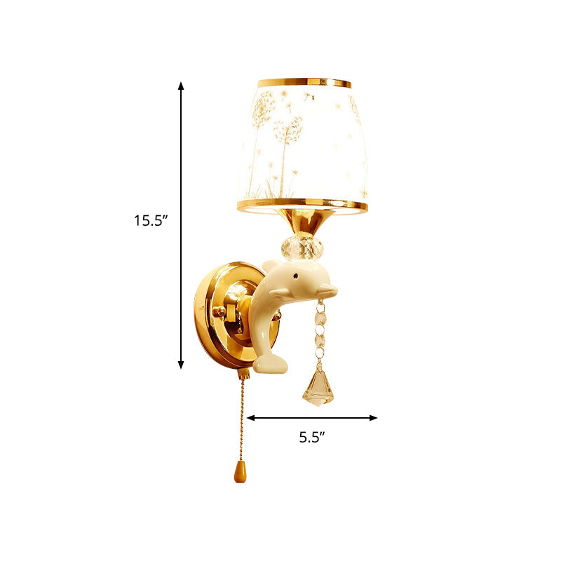 Rynx | Dolphin Basic Bed Wall Lamp Metal 1/2 Lights Children's Wall Lamp Light Fixture in White with Pull Cord