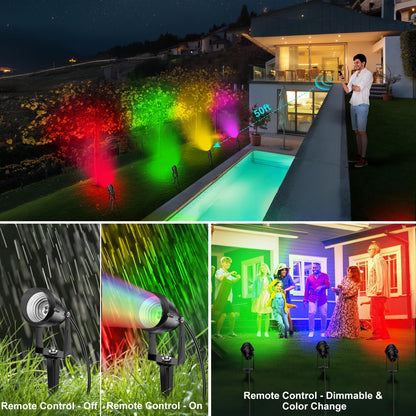 Rynx | Vacuum Cleaner 1500Lm Rgb Led Landscape Light, 15W Waterproof Spotlights With Remote Control - 2 Pack