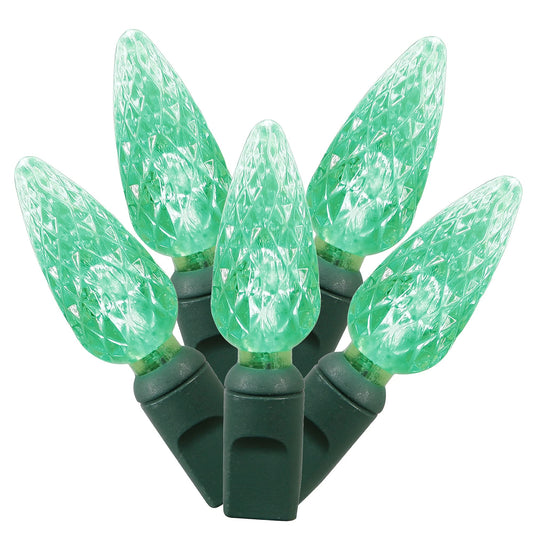 Rynx | Vickerman 200 Green C6 Led Lights On Green Wire, 100' Christmas Simple Mold Light Strand