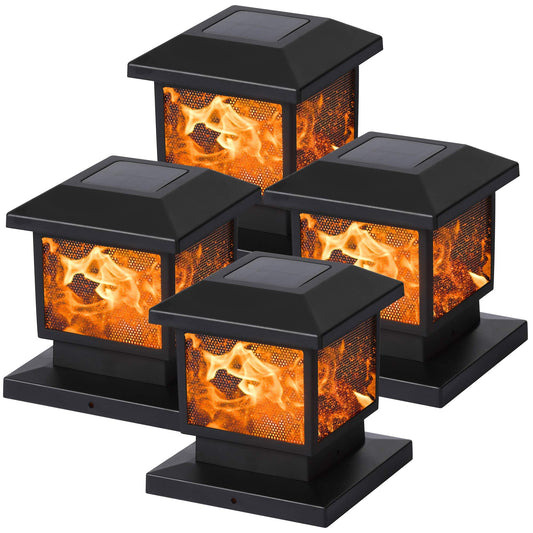 Rynx | Magic Flame Post Lamps - 4 Pack Outdoor LED Blinking Lights For 4X4, 5X5,