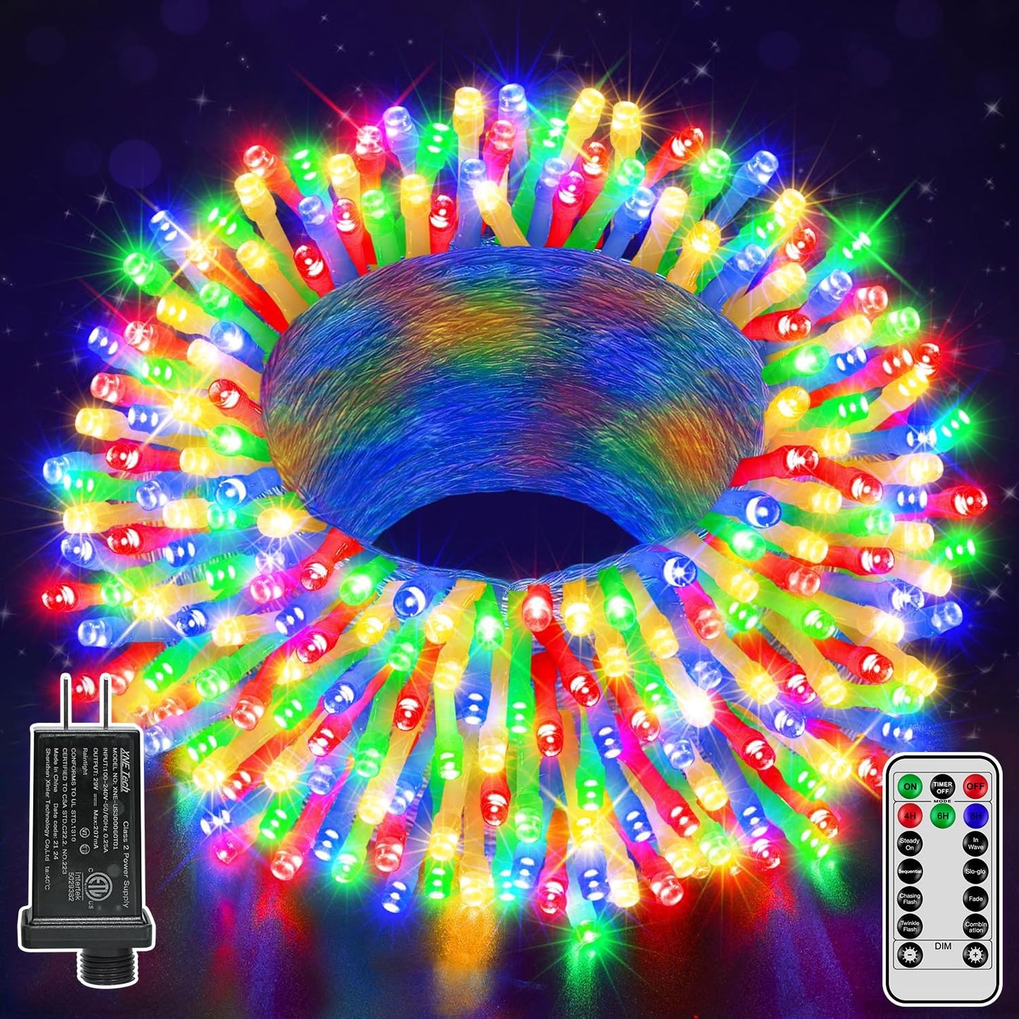 Rynx | Shineshine 600Led Christmas lights Outdoor, Waterproof, 8 Modes, Remote Control, Multicolor