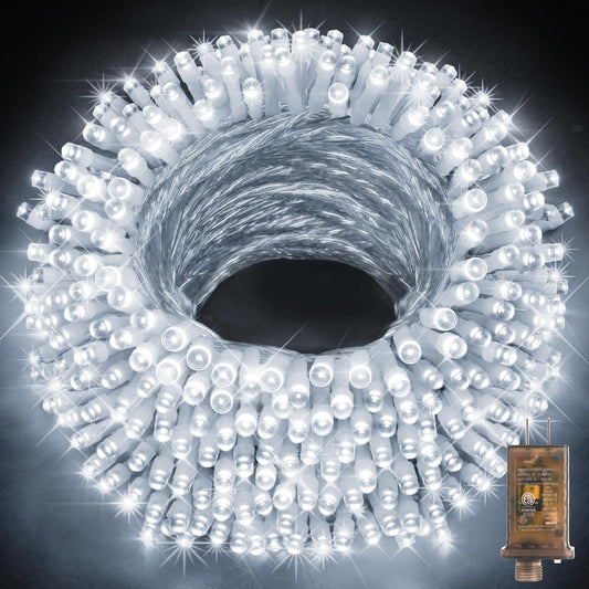Rynx | Knonew 403Ft 1000 LED Outdoor Light Chains, Waterproof Fairy Lights with Timer & 8 Modes, Cool White