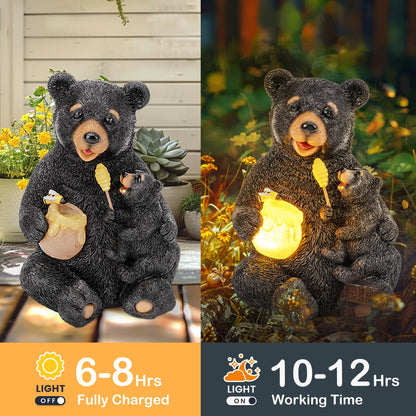 Rynx | Gigalumi Solar Energy Garden Bear Statue - Outdoor Garden Decor, Unique Gift For Mom & Women