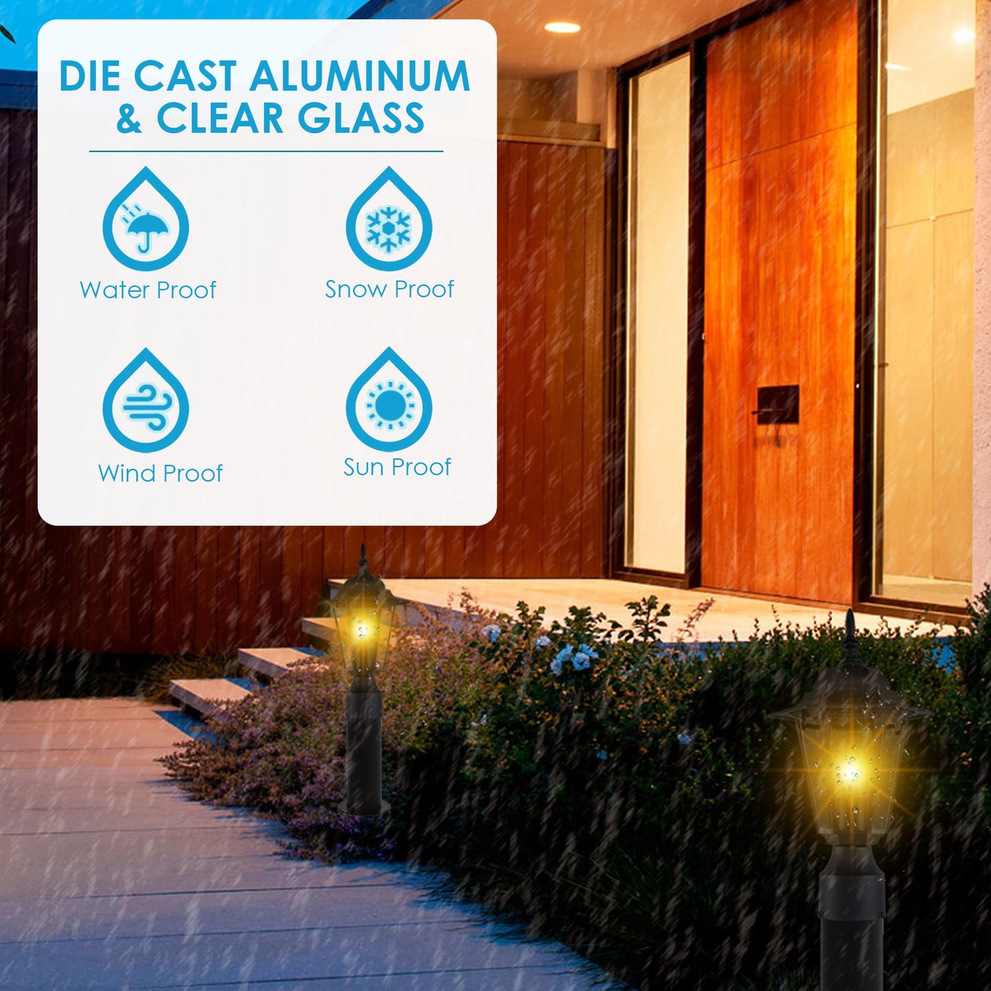 Rynx | Gruenlich Outdoor Post Lantern Fixture, Black Aluminum, E26 Base, Max 60W, 1 Pack