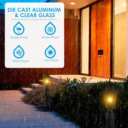 Rynx | Gruenlich Outdoor Post Lantern Fixture, Black Aluminum, E26 Base, Max 60W, 1 Pack