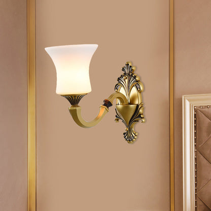 Rynx | Bell Bedroom Top Wall Mounted Lamp Antique Frosted Glass 1/2-Light Brass Wall Lamp Accessories