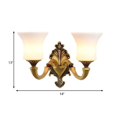 Rynx | Bell Bedroom Top Wall Mounted Lamp Antique Frosted Glass 1/2-Light Brass Wall Lamp Accessories