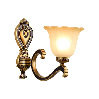 Rynx | Bell Bedroom Top Wall Mounted Lamp Antique Frosted Glass 1/2-Light Brass Wall Lamp Accessories