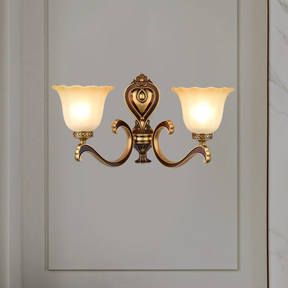 Rynx | Bell Bedroom Top Wall Mounted Lamp Antique Frosted Glass 1/2-Light Brass Wall Lamp Accessories