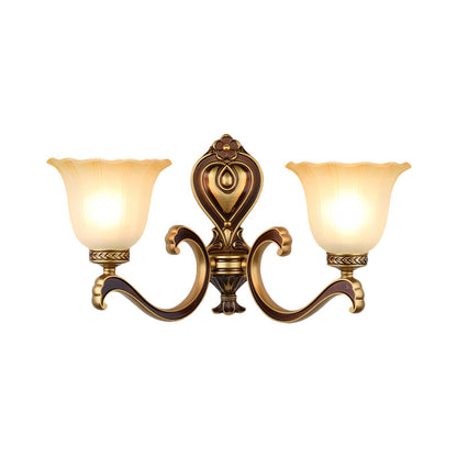 Rynx | Bell Bedroom Top Wall Mounted Lamp Antique Frosted Glass 1/2-Light Brass Wall Lamp Accessories