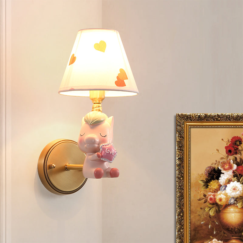 Rynx | Kids Cartoon Pony Metal Wall Light Single-Head Wall Lamp for Bedroom in Pink/Blue