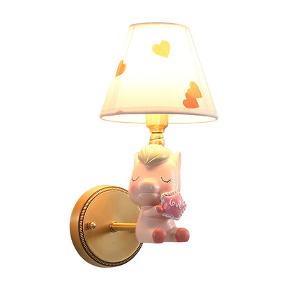 Rynx | Kids Cartoon Pony Metal Wall Light Single-Head Wall Lamp for Bedroom in Pink/Blue
