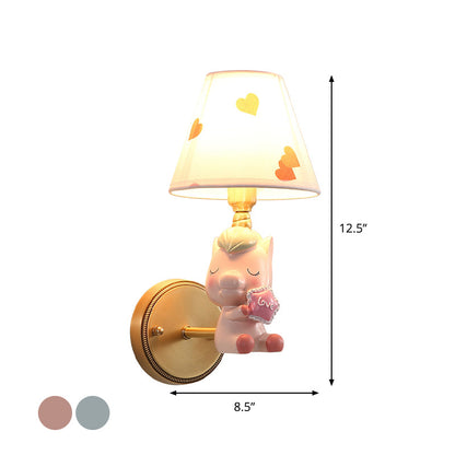 Rynx | Kids Cartoon Pony Metal Wall Light Single-Head Wall Lamp for Bedroom in Pink/Blue