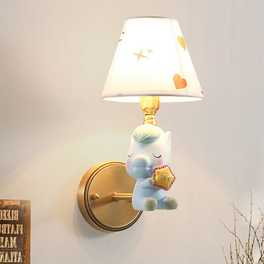 Rynx | Kids Cartoon Pony Metal Wall Light Single-Head Wall Lamp for Bedroom in Pink/Blue