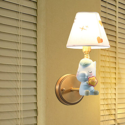 Rynx | Kids Cartoon Pony Metal Wall Light Single-Head Wall Lamp for Bedroom in Pink/Blue