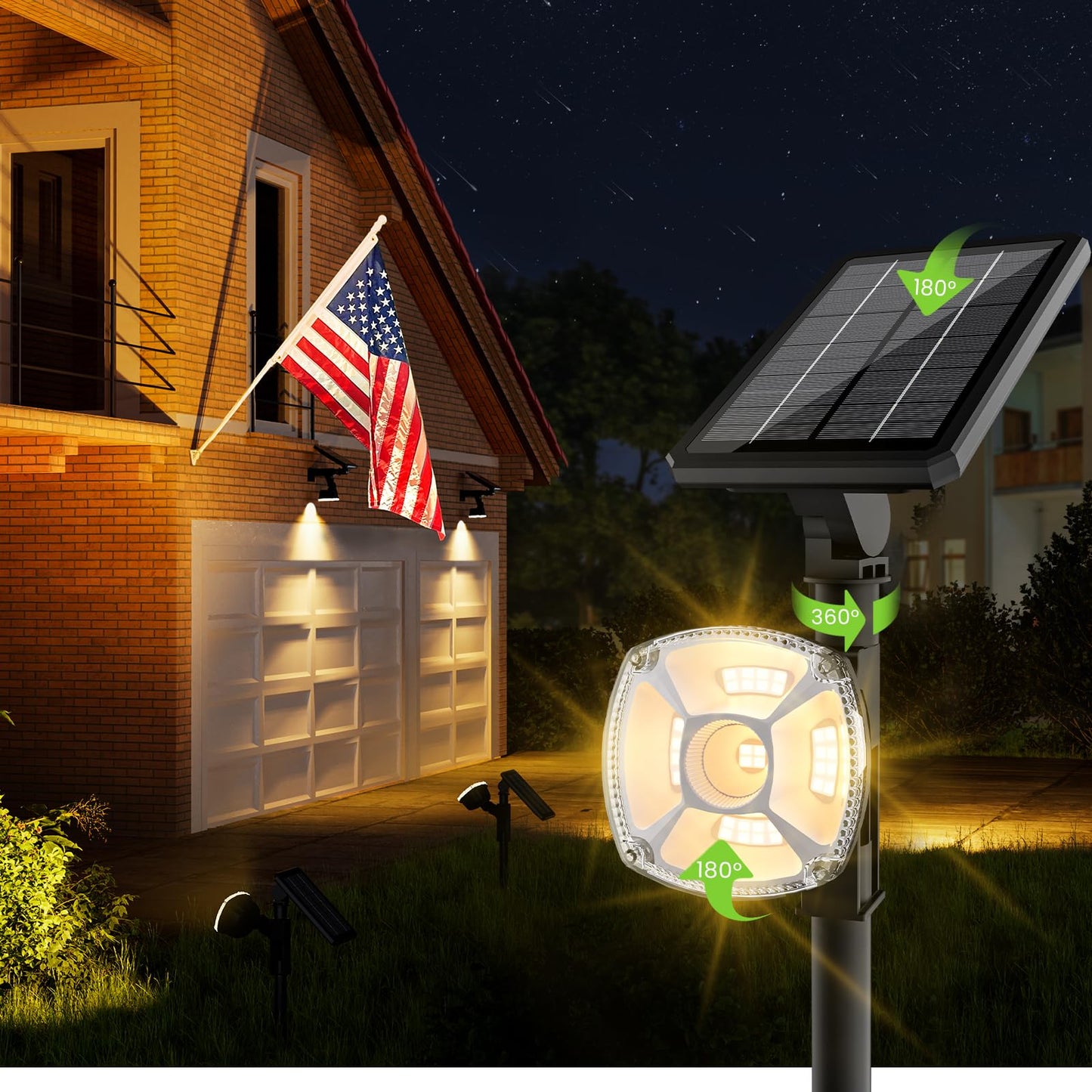 Rynx | High-efficiency sunlight - 4 pack, 36 LEDs/3 modes/360, Automatic on/off, IP67 waterproof, 2-in-1 wall lamps for outdoor wood