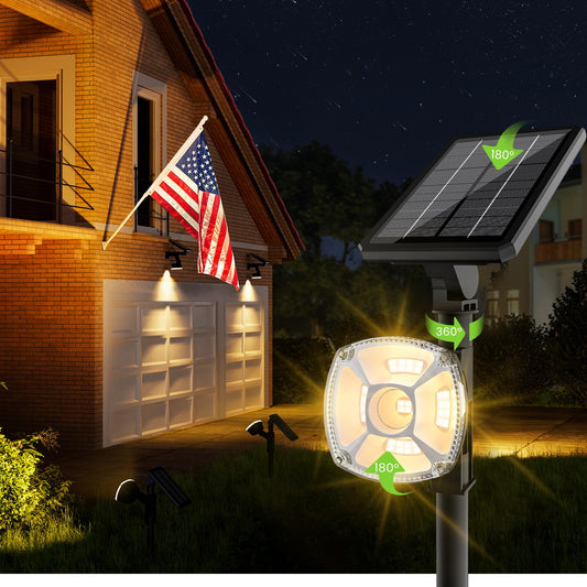 Rynx | High-efficiency sunlight - 4 pack, 36 LEDs/3 modes/360, Automatic on/off, IP67 waterproof, 2-in-1 wall lamps for outdoor wood