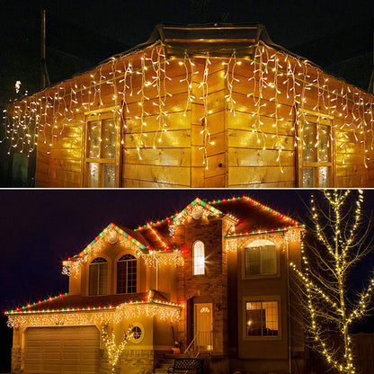 Rynx | Janchs 304 Led Solar Icicle Light - 8 Modes Waterproof Warm White Holiday Decorations