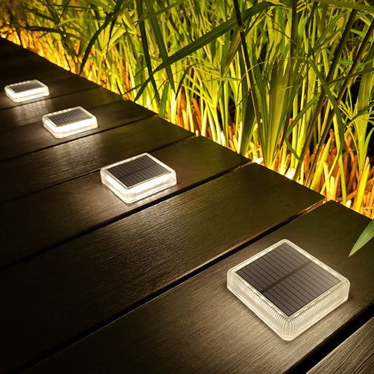 Rynx | Lacasa Solar Cell Terrace Lighting, 4 Pack 30Lm Led Dock Lighting Natural White 4000K, Outdoor Solar Powered Step Lighting Lights All Night