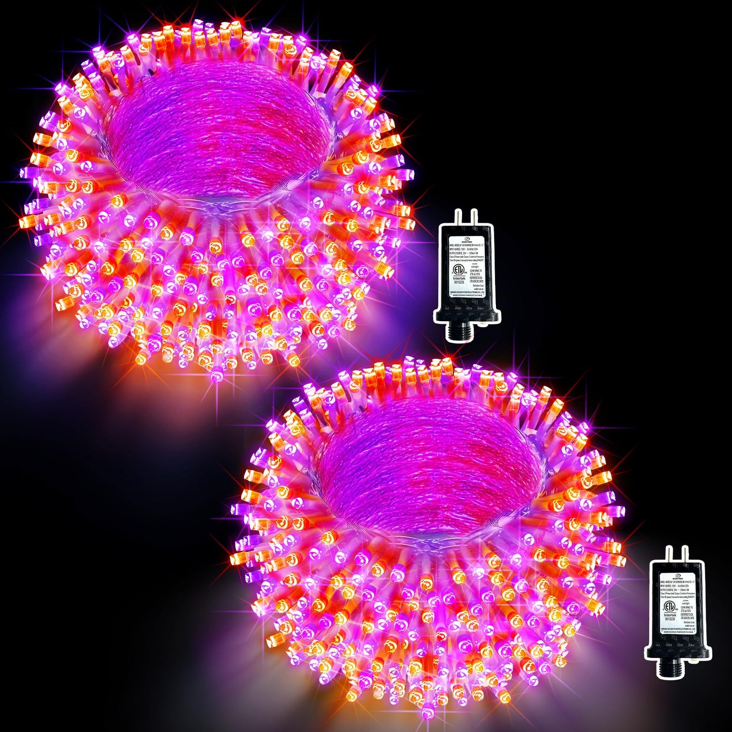 Rynx | Jxledayy 2 Pack Each 66Feet 200 Led Halloween Lights Outdoor Decorations 8 Modes Fairy Lights Plug In String Lights With Timer For Outdoor House Garden Tree Stair Party Holiday Decor - Orange And Purple
