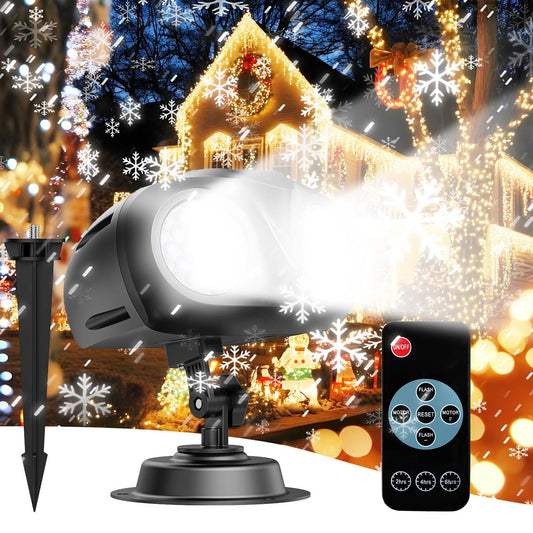 Rynx | Double Head Christmas Snowflake Outdoor Projector Light, Waterproof Christmas Lights, 180 Degrees Rotation Christmas Lights Outdoor, Dress