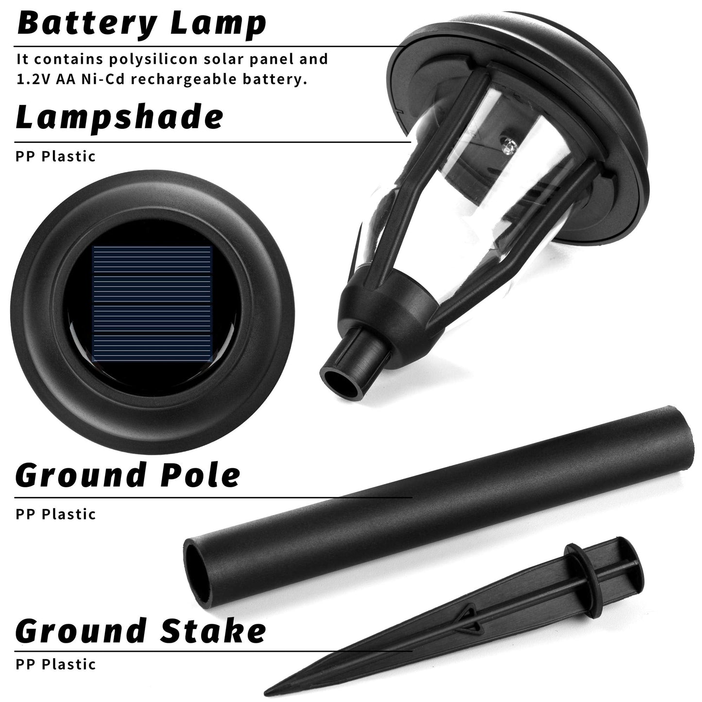 Rynx | Solpex Solar Path Light 8 Pack Waterproof Outdoor Garden Light, Warm White, Black