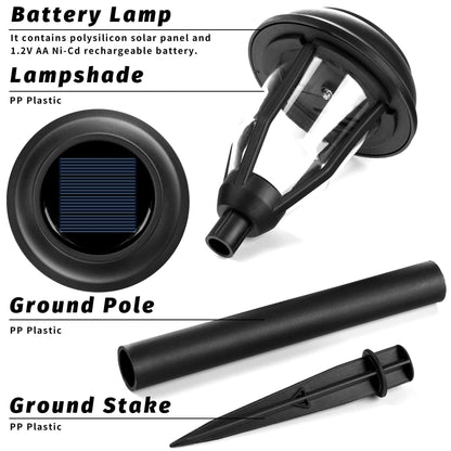Rynx | Solpex Solar Path Light 8 Pack Waterproof Outdoor Garden Light, Warm White, Black