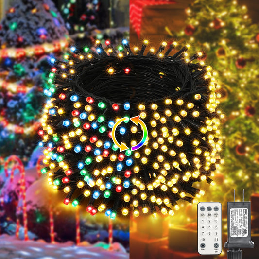 Rynx | Lyhope 98.4Ft 300 Led Christmas Lights, Warm White & Multi Color, Remote Control 11 Modes For Outdoor/Indoor