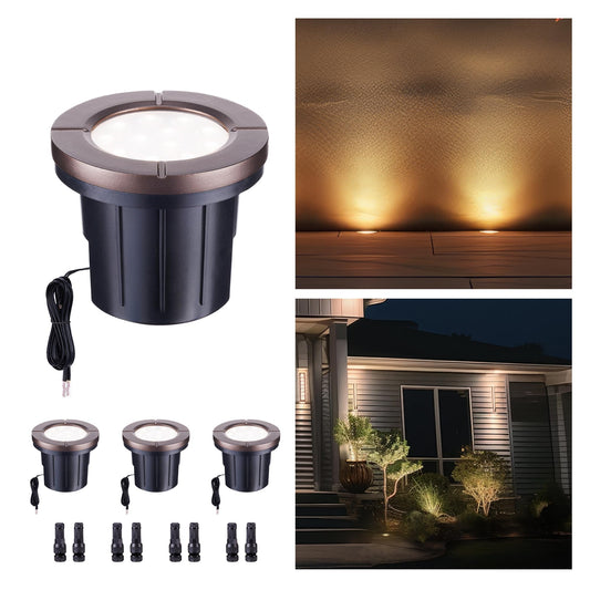 Rynx | Warmtalys Led Well Light, In Ground Landscape Light Low Voltage Outdoor, 12V Ip67 Waterproof, Illuminated Cabled Aluminium Orb For Pat