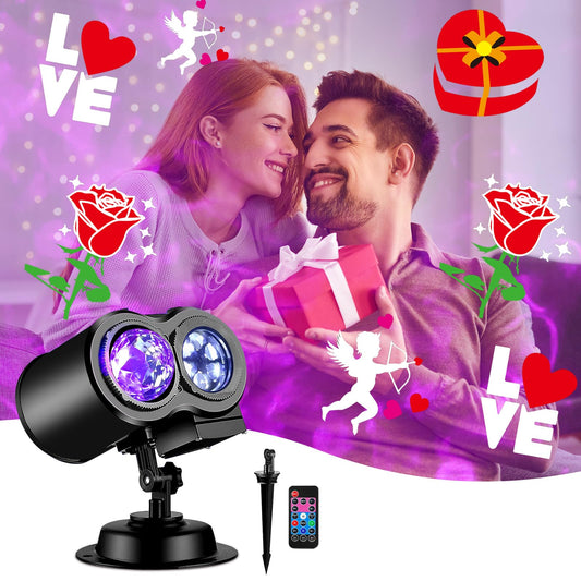 Rynx | Valentine Decorations Projector Light For Home, 2024 Upgrade Brighter Holiday Projectors With 19Hd Slides (3D Ocean Wave & Patterns), Weatherproof Projector For Valentine Decoration Light Show