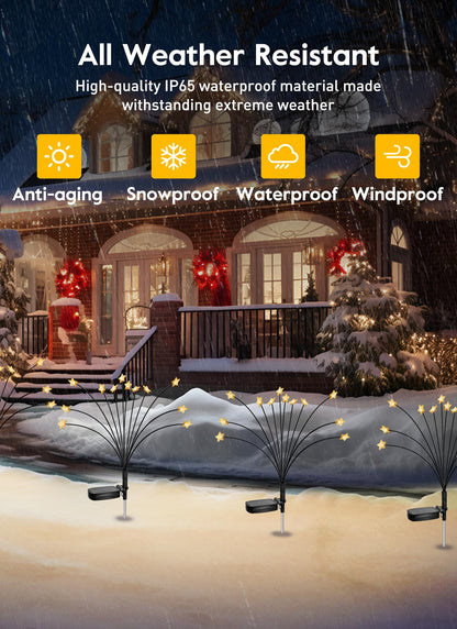 Rynx | Brightown Star Christmas Path Light - 4-Pack 48 LED Solar Garden Light, Waterproof, Warm White