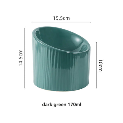 Rynx | Elevated Ceramic Bevel Bowl for Cats and Dogs - Protects Cervical Spine